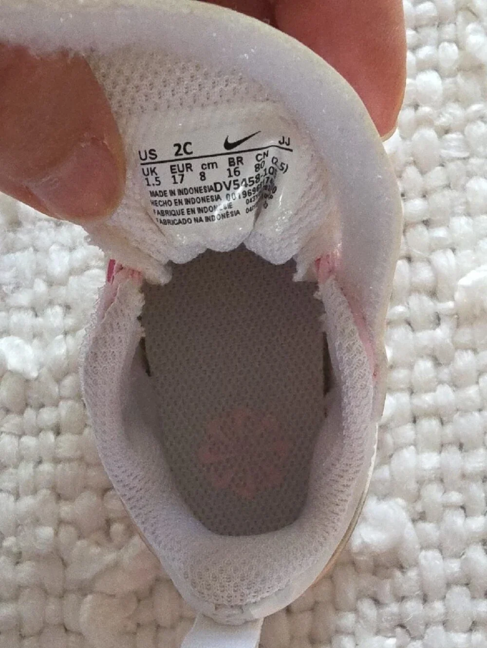 Nike Kids' Pink and White all day play Shoes 2C -17